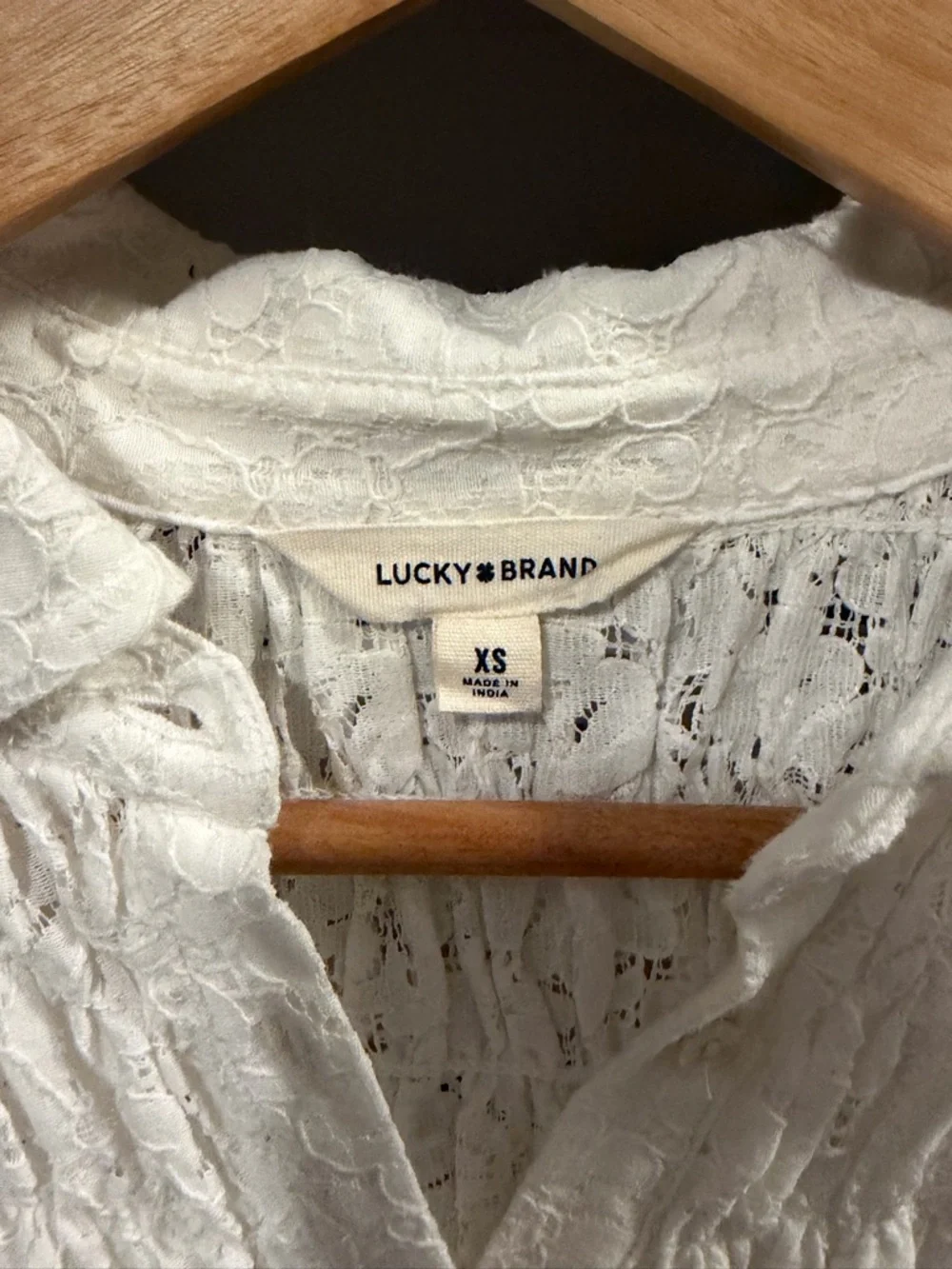 Lucky Brand Button-Front Lace Knit Short Sleeve Top - Picture 4 of 6